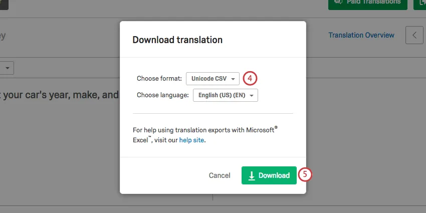 janela de tradução para download