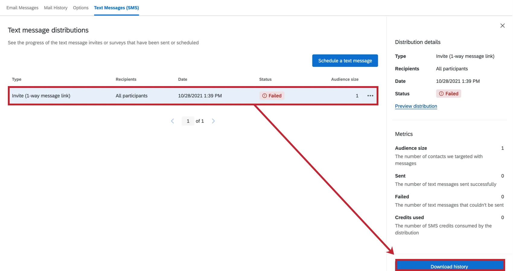 clicar no histórico de downloads após selecionar uma distribuição