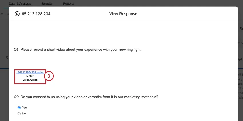 hacer clic en el enlace .webm para descargar el video