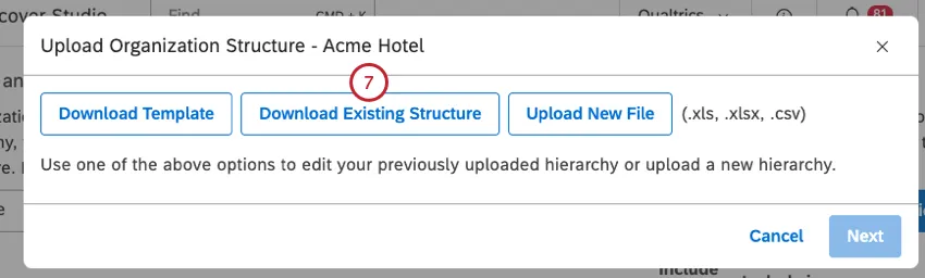 Click the Download Existing Structure button to download the existing structure.
