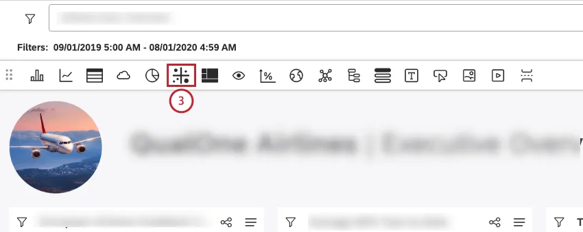Haga clic en el widget de dispersión y arrástrelo al lienzo de su Tablero.