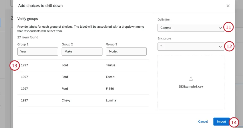 uploading a file with choices
