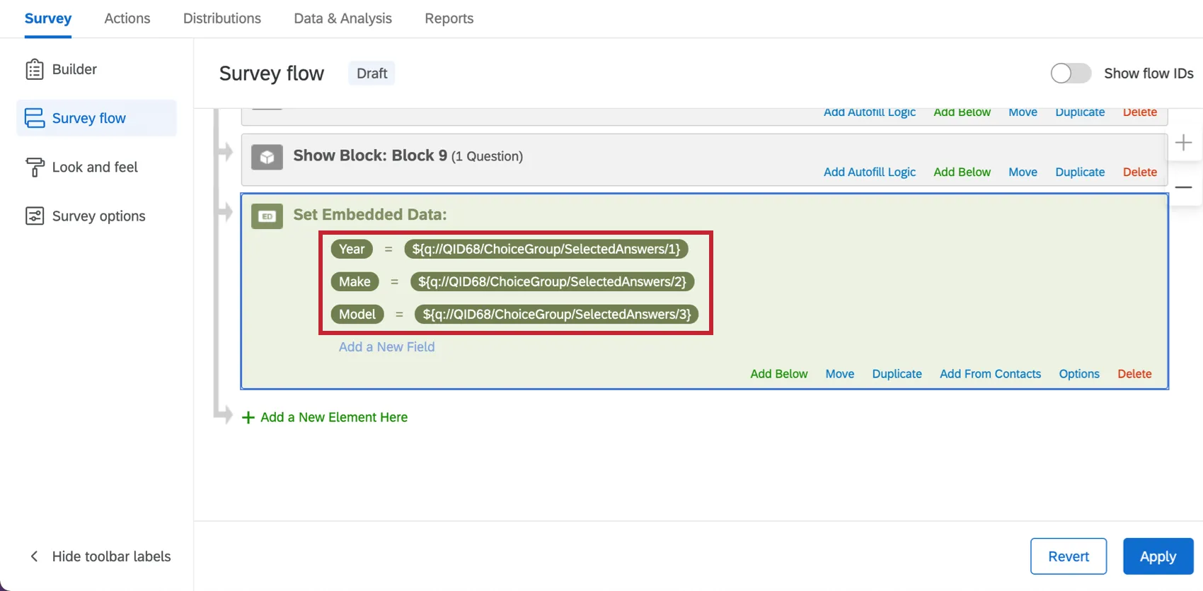 Saving Drill Down answer choices as embedded data in survey flow
