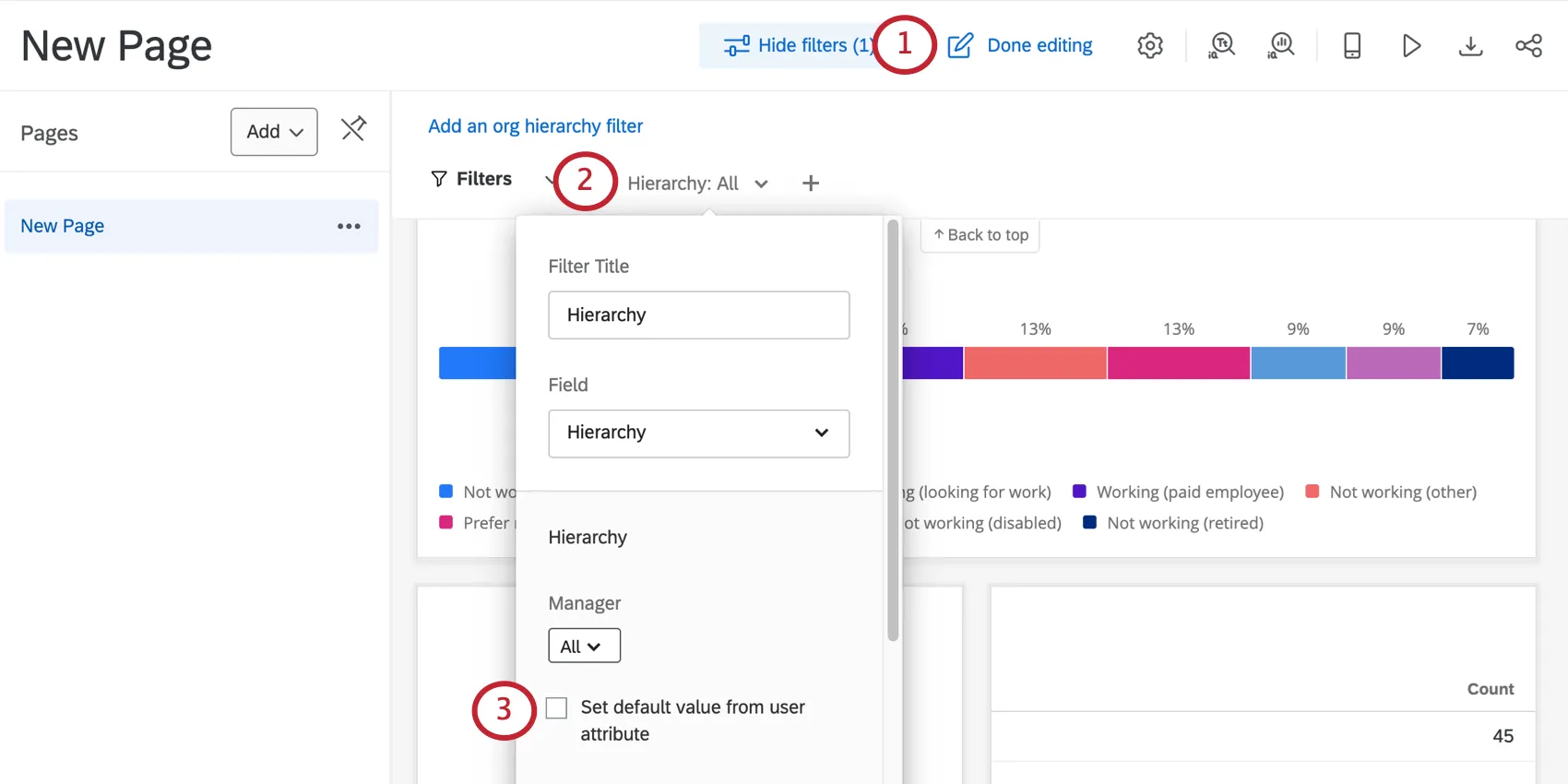 opening filter to the left