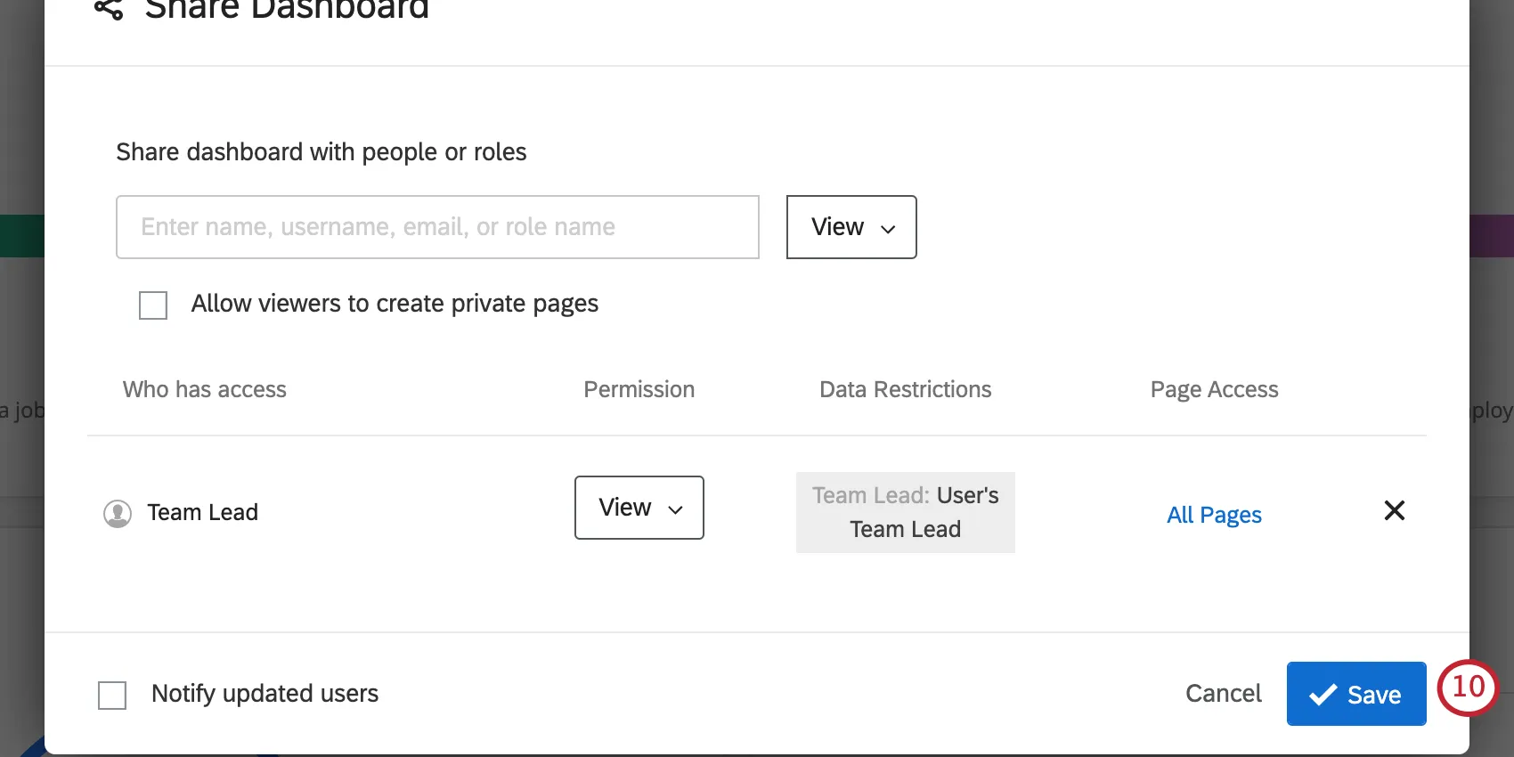 Torna a un solo livello della finestra con il salvataggio in blu in basso a destra