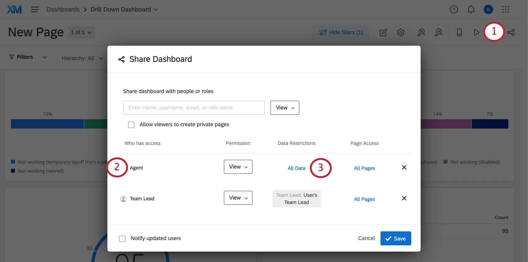 Alle Daten in blauem Zentrum des Freigabefensters