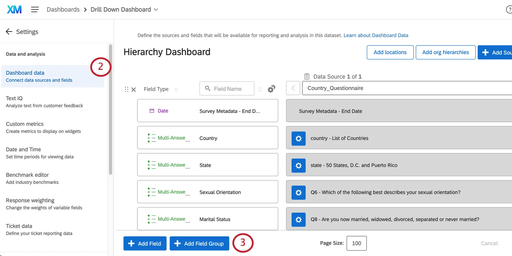 Add Field Group button in blue on bottom-left