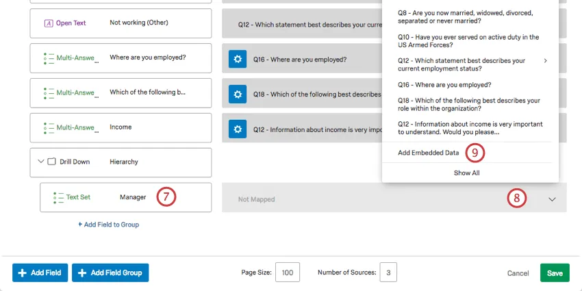 Nun wird ein Drilldown in den Dashboard angezeigt, und ein anderes nicht zugeordnetes Feld ist darunter eingerückt.
