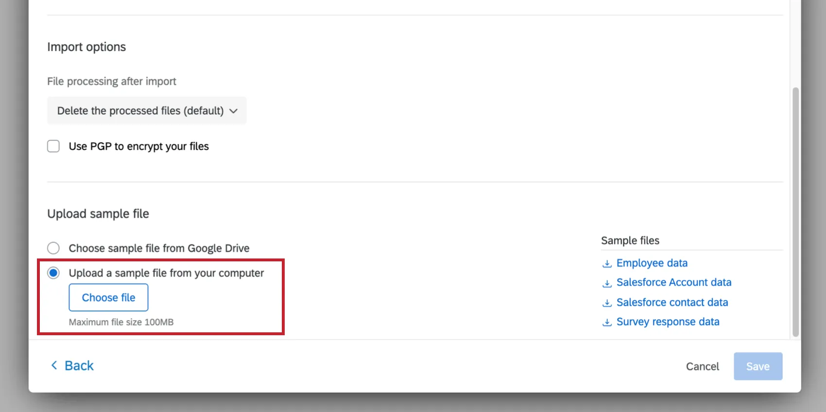 Elegir un archivo de muestra de su computadora
