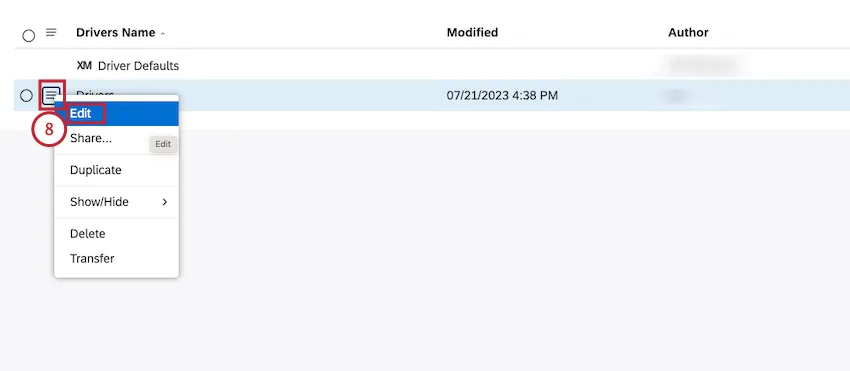 Click the actions menu next to the driver and select Edit