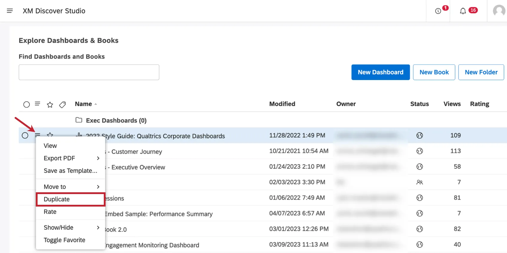 duplicate under the 3 line menu