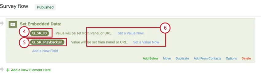 session replay elements in the survey flow