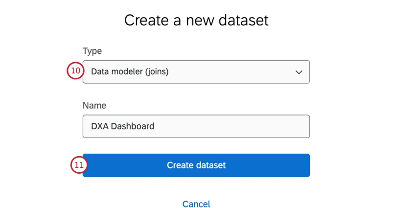 erstellen eines neuen Data Modeler-Datensatzes