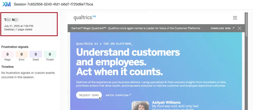 un replay digital che mostra il nome di qualcuno sfocato al posto della parola Anonymous