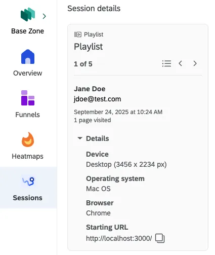 limmagine mostra il nome cliccato. vengono visualizzate informazioni come il nome della persona, Jane Doe, la sua e-mail, il tipo di dispositivo, il sistema operativo e altre informazioni simili