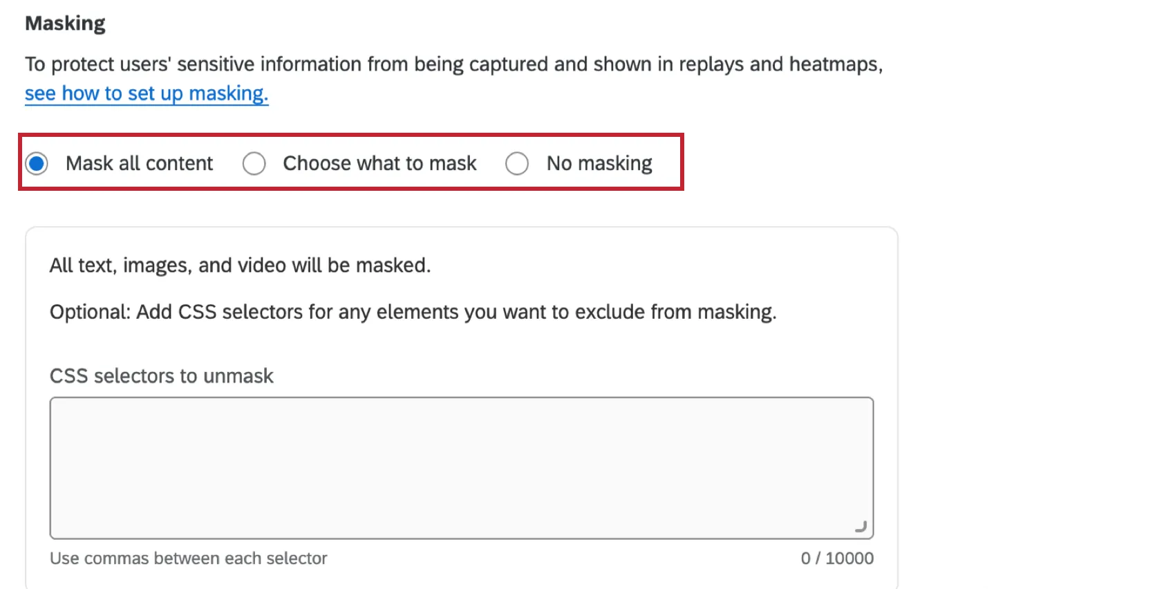 the different session masking options