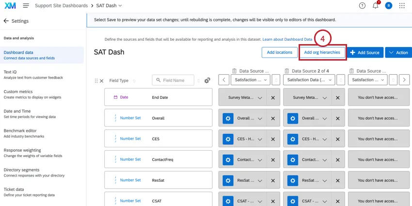 the add an org hierarchy button