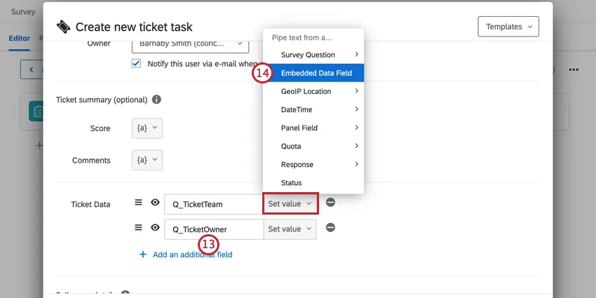 adding data for Q_TicketOwner and then setting values