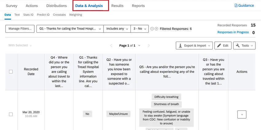 navigating to data and analysis