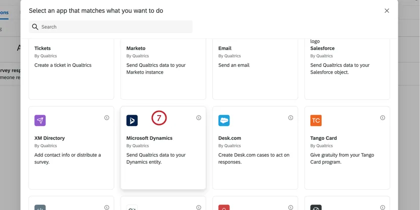 Elección de la tarea de Microsoft Dynamics