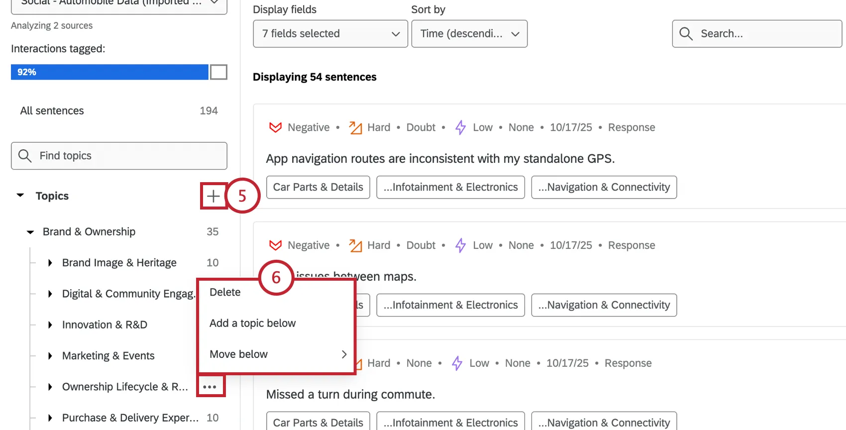 editing the topic hierarchy by adding, removing, and rearranging topics