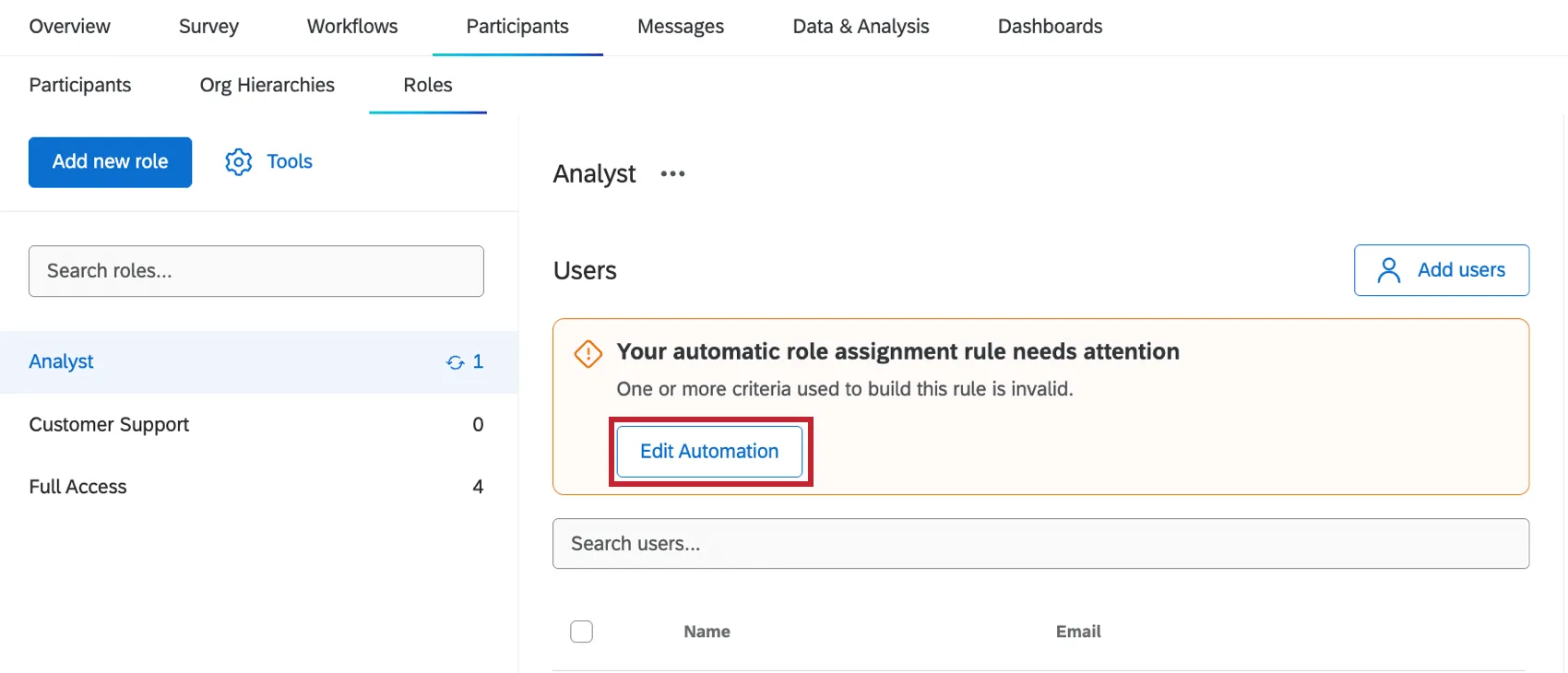 clicking edit automation