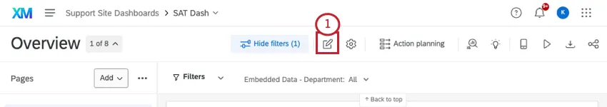 Selecting the edit page button