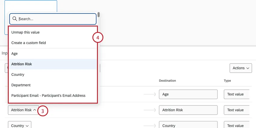 selecting a field to edit