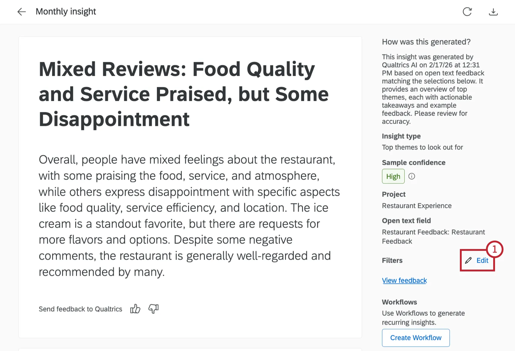 Botón de edición resaltado siguiente a la sección de filtros de una información; datos