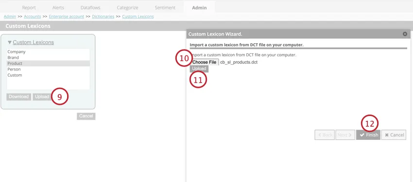 uploading a new lexicon file