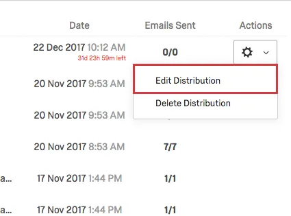 Modifier loption Distribution pour une distribution future unique