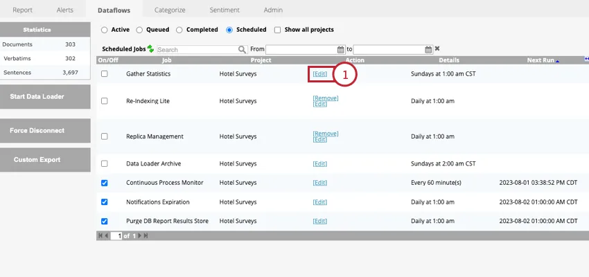 clicking edit next to a dataflow