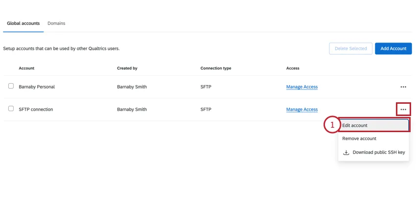 clicking edit next to an account