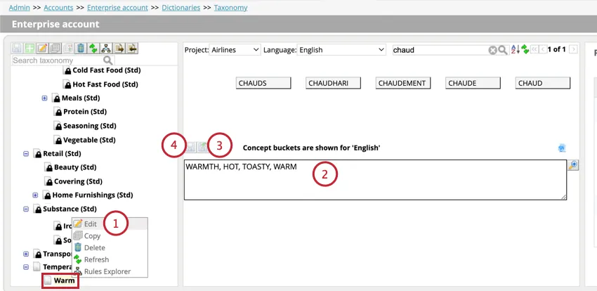 editing a taxonomy node