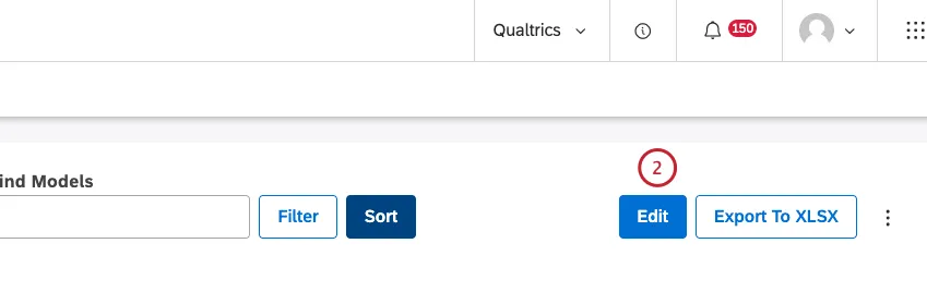 Clique no botão Editar no canto superior direito da página Projetos.