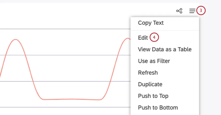 Locate your widget and expand the Widget Actions menu in the upper-right corner of the widget. Click Edit.
