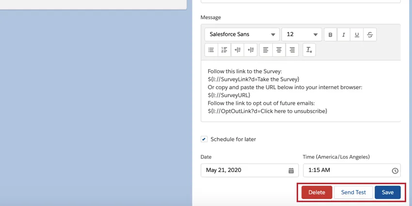 the delete and save buttons for editing and deleting distributions
