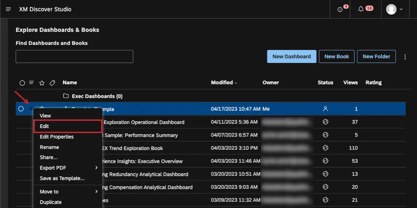 Hamburger-Menü weiter Dashboard auf Studio-Startseite erweitert