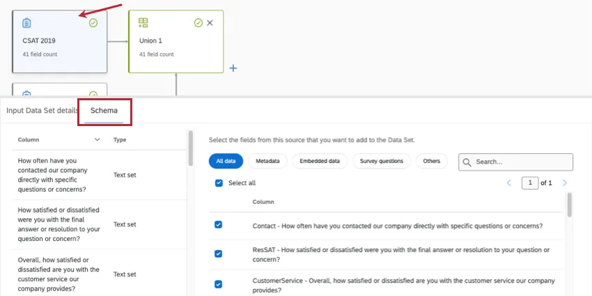 clicking a source block on the left, which opens a menu along the bottom of the page; in this menu, you can go to the source tab