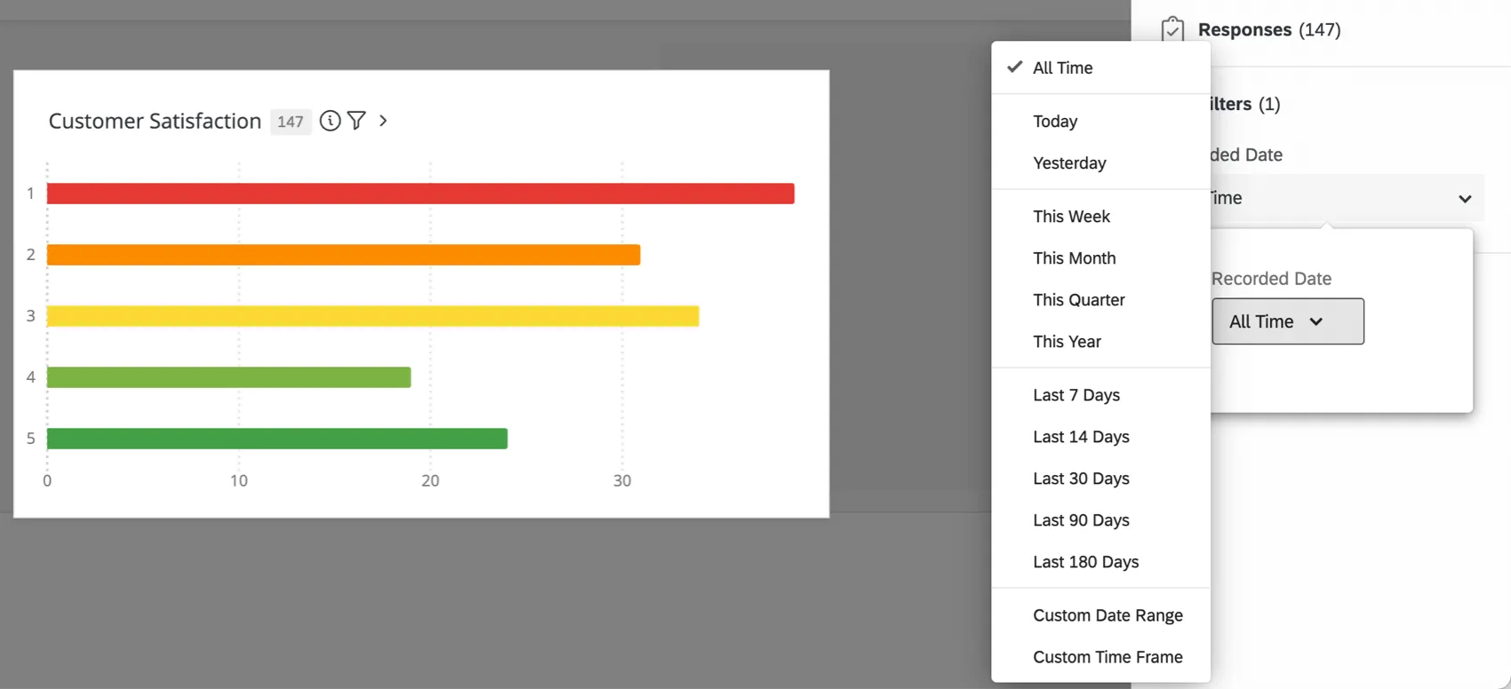 sélection de différentes valeurs de filtres dans la barre latérale dun widget