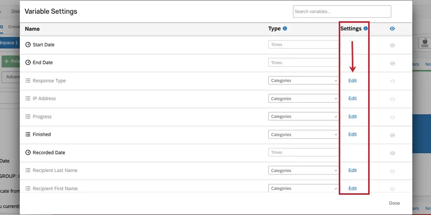 the edit button in the settings tab for accessing the recode editor