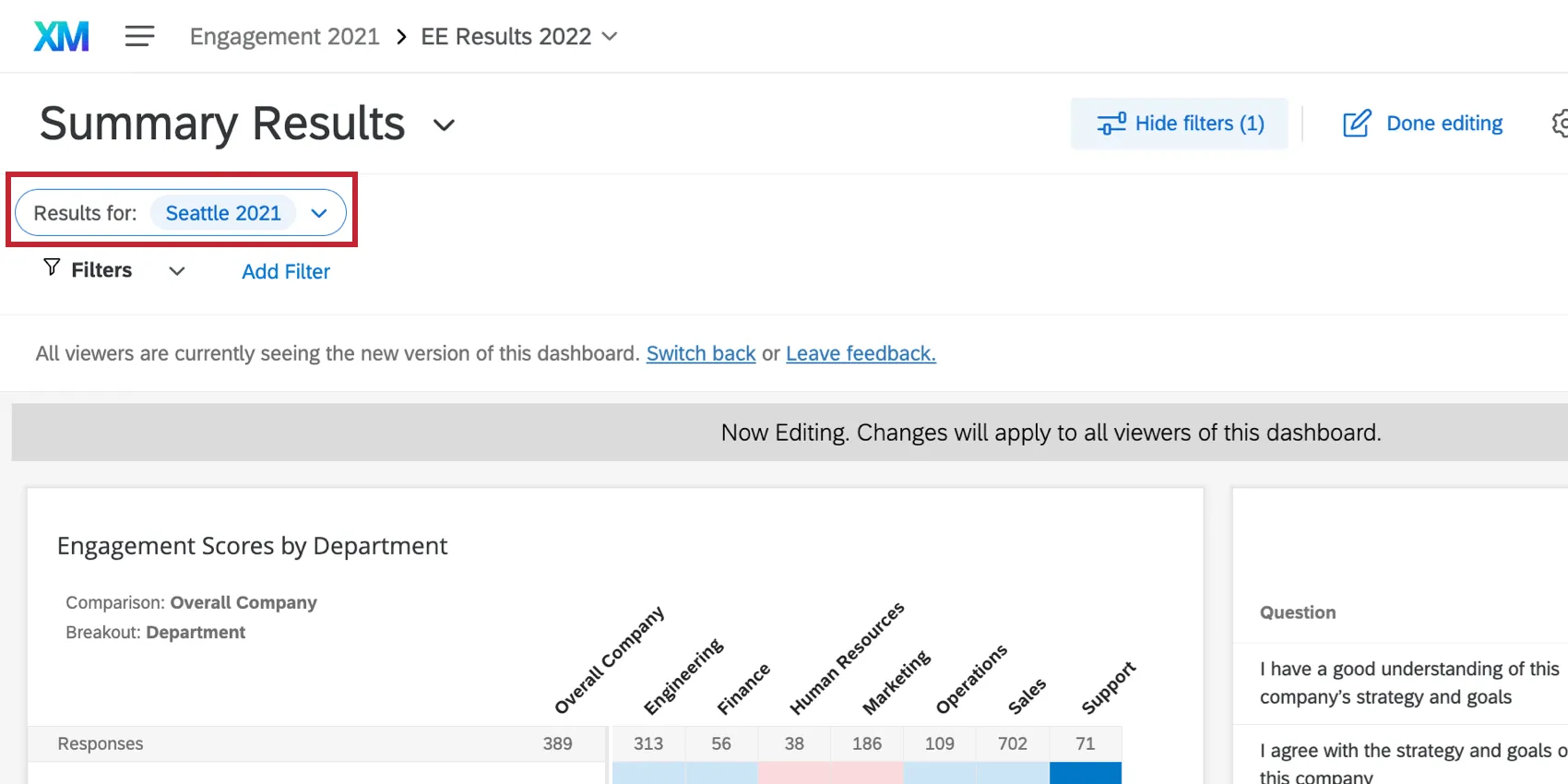 Il menu a tendina Aggiungi filtro in alto a sinistra chiede di selezionare una gerarchia