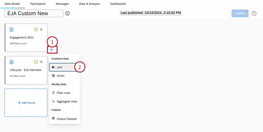 clicando no sinal de mais e, em seguida, em participar