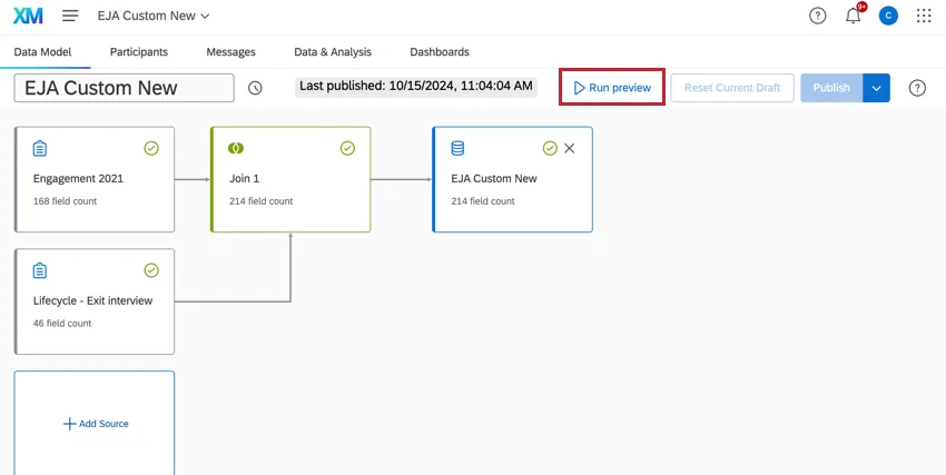 the run preview button