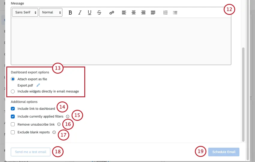 où vous ajoutez le message électronique, configurez les paramètres en bas de page et enfin envoyez le message