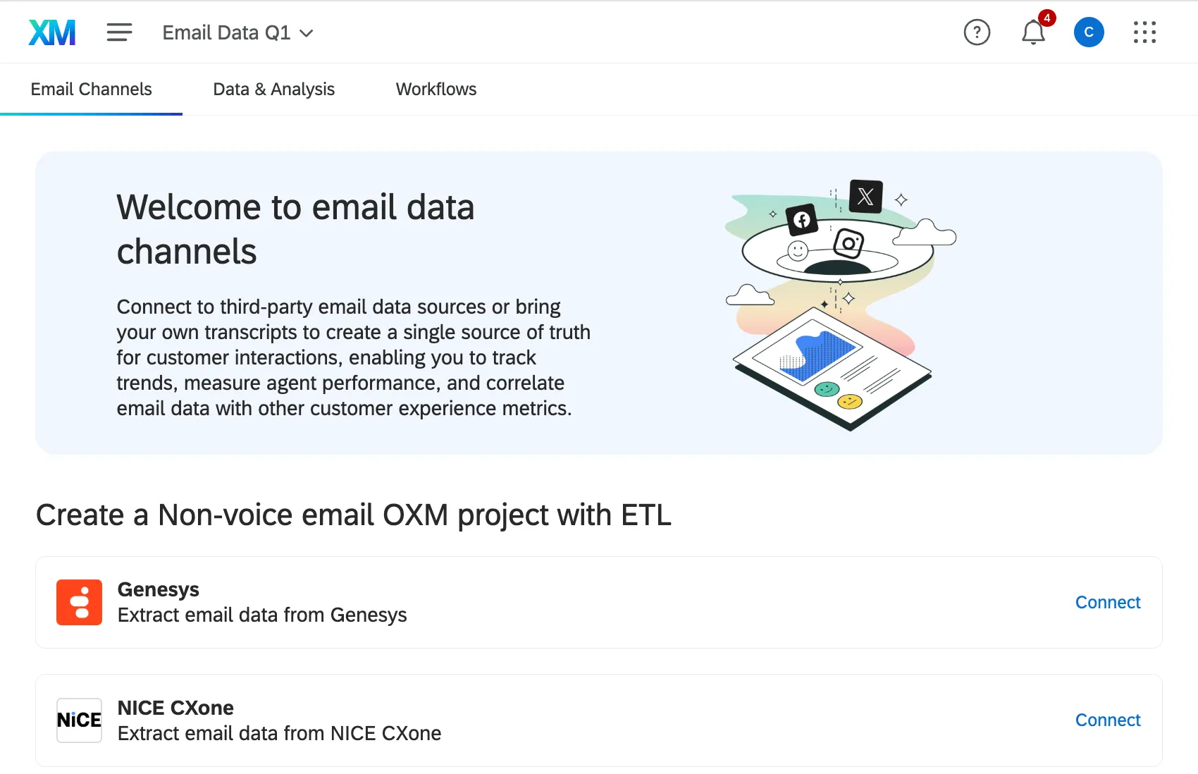 main page of an email data project