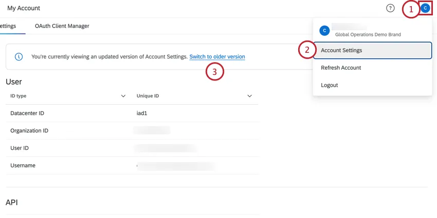 impostazioni dellaccount di apertura