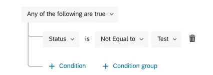 Wenn Status ist nicht gleich „Test“