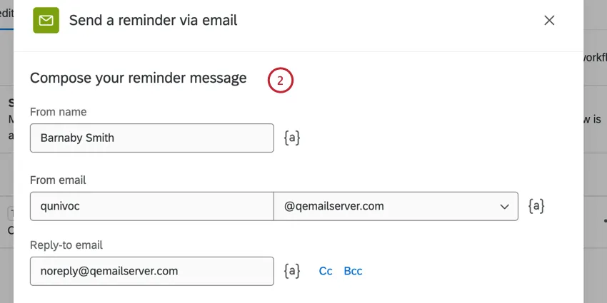 customizing the sender fields for the reminder