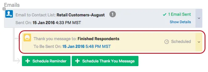 Verteilung der Danksagungen unterhalb der Einladungsverteilung